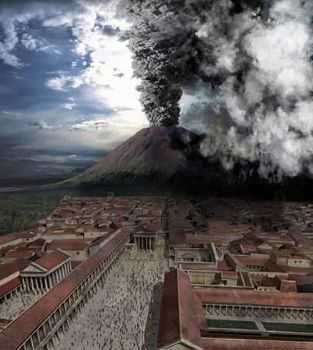 '油畫：龐貝火山噴發'